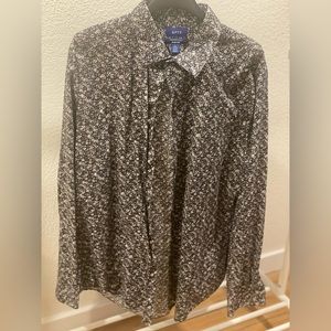Apt.9 Dress Shirt w/tiny floral pattern, Black/Wht, 17-171/2, 36/37